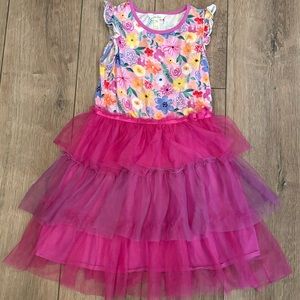 Pink tutu Wide Awake Fairy Garden Frenchie dress Matilda Jane like new size 8